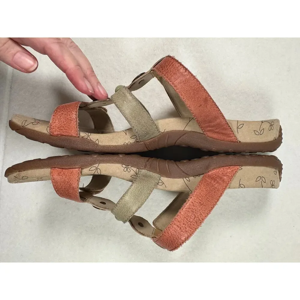 Taos Prize 3 Leather Slide Sandal Harvest Multi Leather Boho Floral Tan 9 40